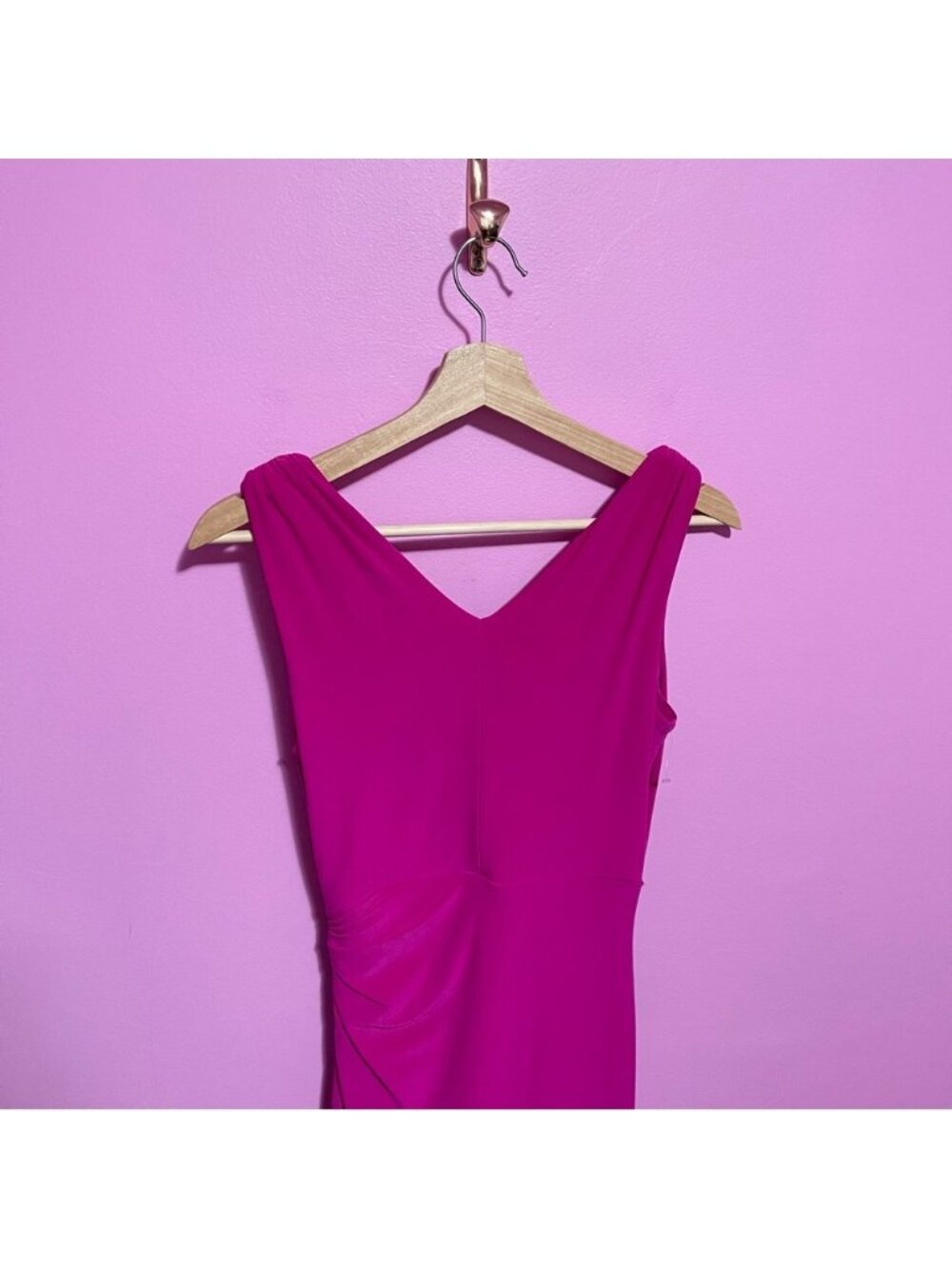 Lauren Ralph Lauren Magenta Wrap-Style Sleeveless‎ Dress Women’s 8 Petite - Picture 7 of 9
